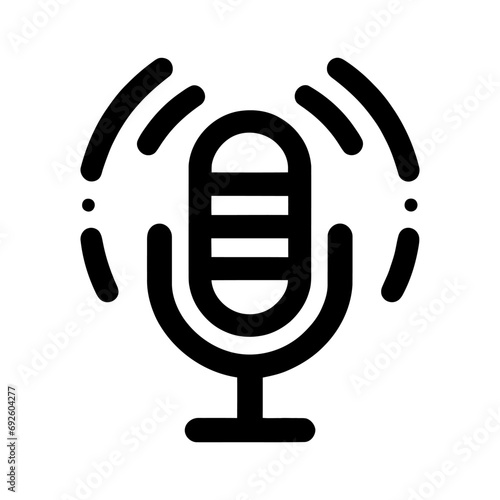 Simple linear microphone icon. Vector illustration
