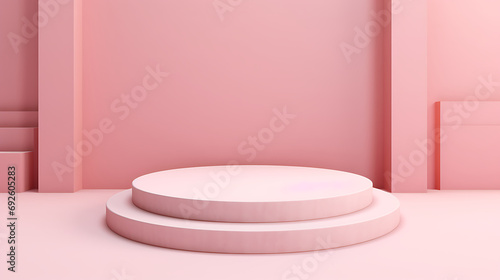 Minimal background  mock up with podium for product display Abstract white geometry shape background minimalist Valentine s day pink background Abstract mock up backgroundup. Generative Ai