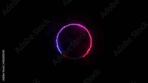 Abstract beautiful blue line circle animation. Black background UHD 4k video.