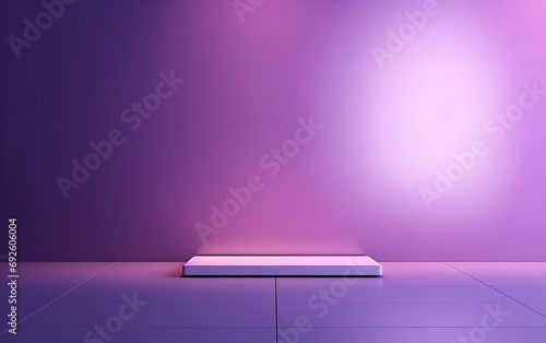 sfondo minimalista vuoto per inserimento e promozione di prodotto, luce finestra , , luce su muro color viola, colori tono su tono armonici 