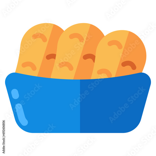 A flat design icon of nuggets bucket 