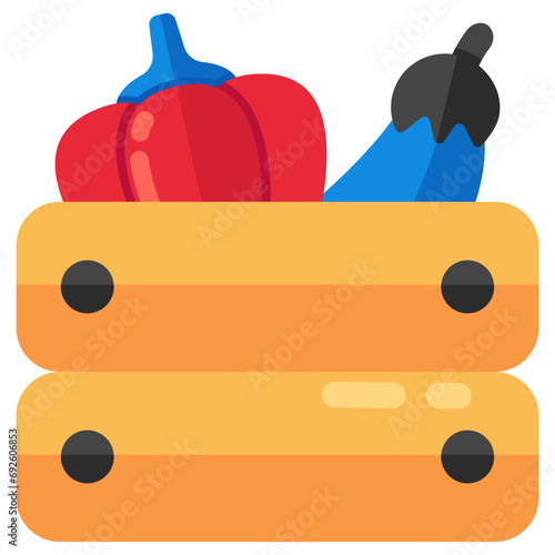 Editable design icon of vegetable crate 