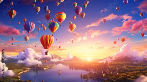 Soar into the realm of celebration with a sky full of air balloons. Their buoyant presence will lift your spirits and make your birthday a truly uplifting experience. photo