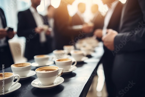Coffee break conference. Beverage service catering on corporate business seminar. Generate ai