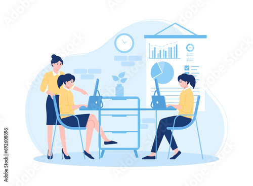  people who analyse growth charts concept flat illustration