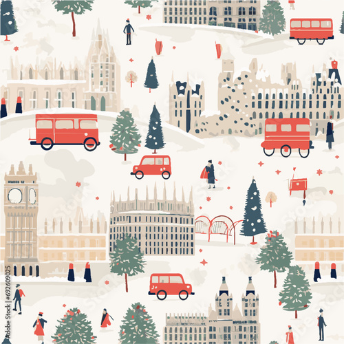 Photography Seamless pattern of christmas day in England