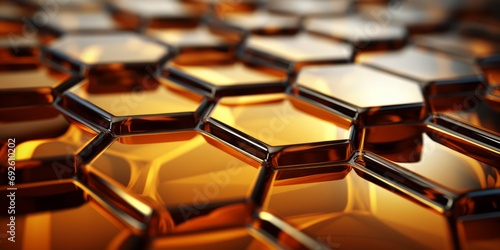 Abstract 3d rendering of golden hexagons illustration