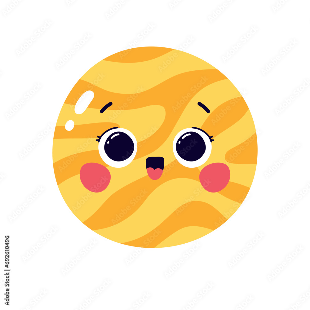 Obraz premium Cute vector illustration character planet venus isolated on white background