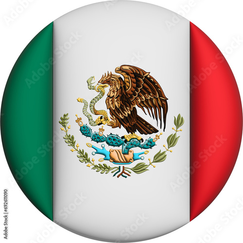 3D Flag of Mexico on circle