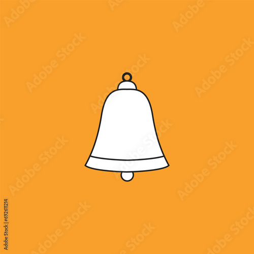 White bell with black outline bell Icon on Golden Yellow Background.