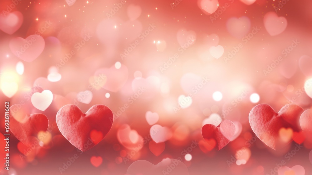 Valentine's Day background with heart shapes and soft bokeh. Love and romance.