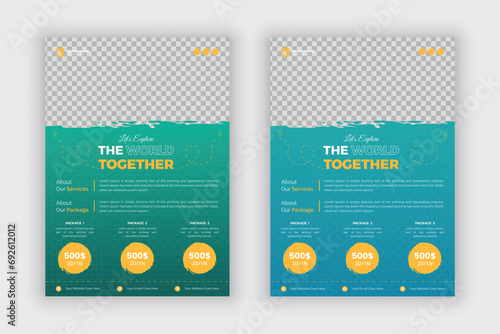 Travel and tourism flyer design for tourism agency, modern promotional travel brochure cover page design layout