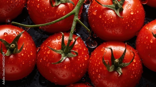 Close-up photo of juicy red tomatoes. A huge pile of fresh healthy vegetables. For a healthy lifestyle themed background