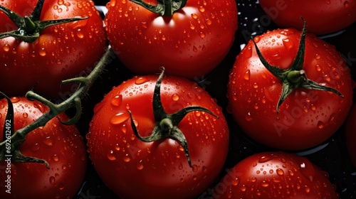 Close-up photo of juicy red tomatoes. A huge pile of fresh healthy vegetables. For a healthy lifestyle themed background