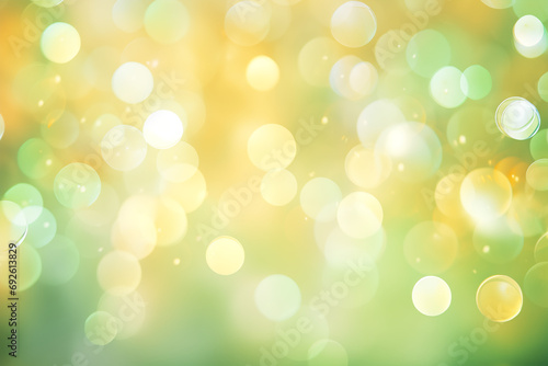 Festive Lights Bokeh Background with Circular Orbs in Yellow & Green - Decorative & Sparkling Effect