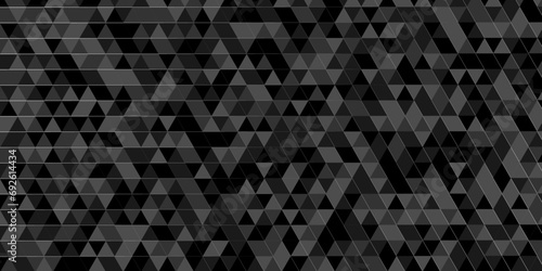 Abstract Black and gray square wall cube triangle tiles pattern mosaic background. Modern seamless geometric dark black pattern background with lines Geometric print composed of triangles. 