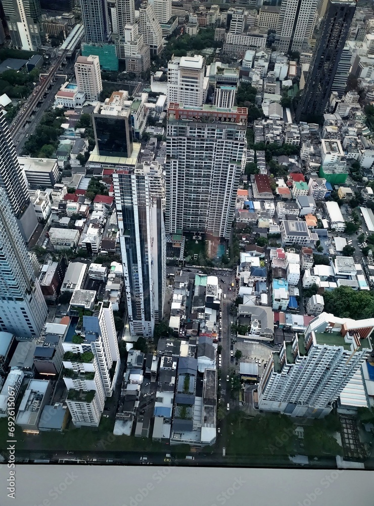 Fototapeta premium Aerial view from the financial district of Bangkok