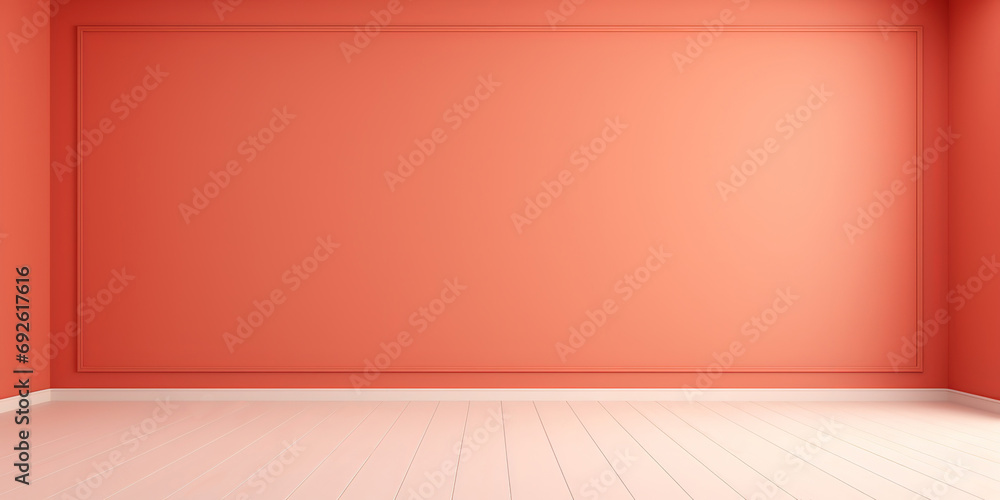 blank clean empty wall background with hardwood floor, interior design, idea for mockup background, Generative Ai