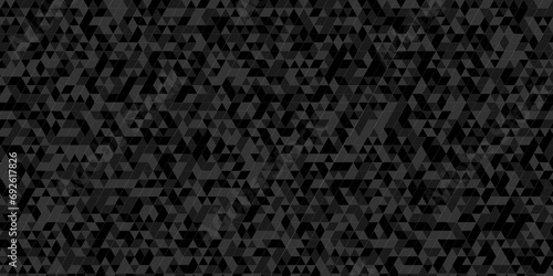 Abstract Black and gray square wall cube triangle tiles pattern mosaic background. Modern seamless geometric dark black pattern background with lines Geometric print composed of triangles. 