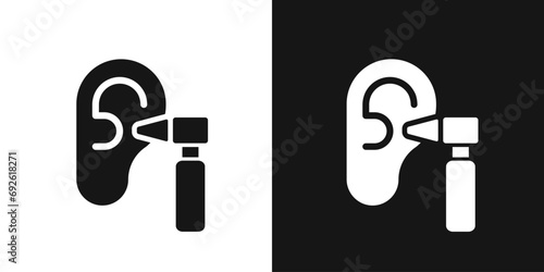 Otoscopy ear vector icon. Hearing test, ENT sign photo