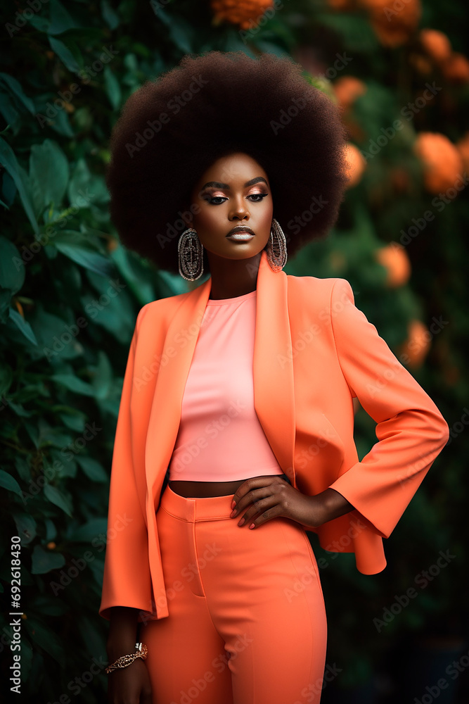 female topmodel with great gala outfit in the color peach fuzz Stock ...