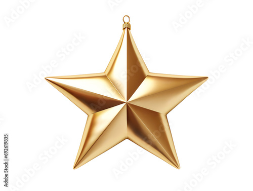 Golden Star Ornament  A Glimmering Christmas Decoration  isolated on a transparent or white background