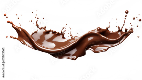 Chocolate splash isolated on white background. Splashing liquid chocolate.  photo