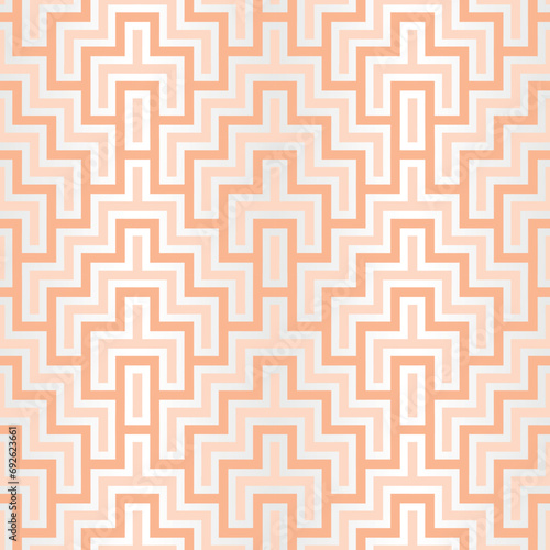 Seamless peach fuzz color maze pattern design. Color of the year 2024