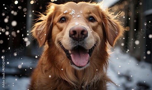 A cute dog posing in the snow © Photo Designer 4k