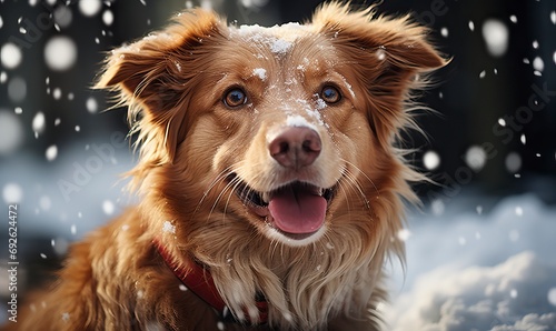 A cute dog posing in the snow © Photo Designer 4k