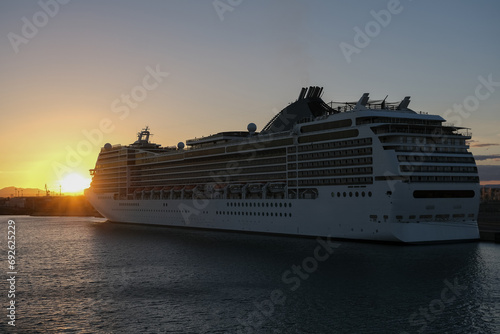 Modern cruiseship cruise ship liner Magnifica in port 