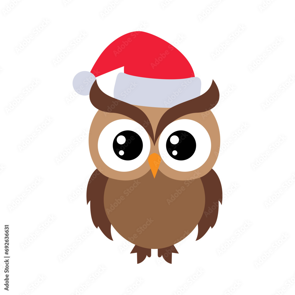 cute owl christmas seasonal illustration