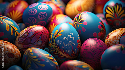 Painted Easter eggs background.