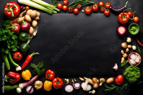 frame with vegetables