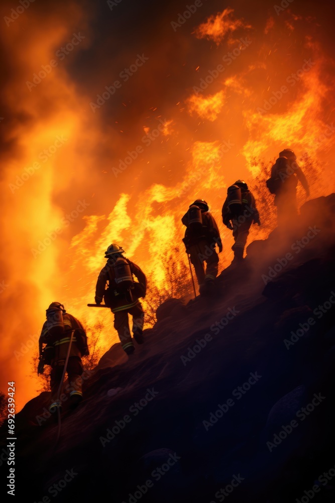 the spirit of teamwork as firefighters collaborate to extinguish a wildfire
the spirit of teamwork as firefighters collaborate to extinguish a wildfire