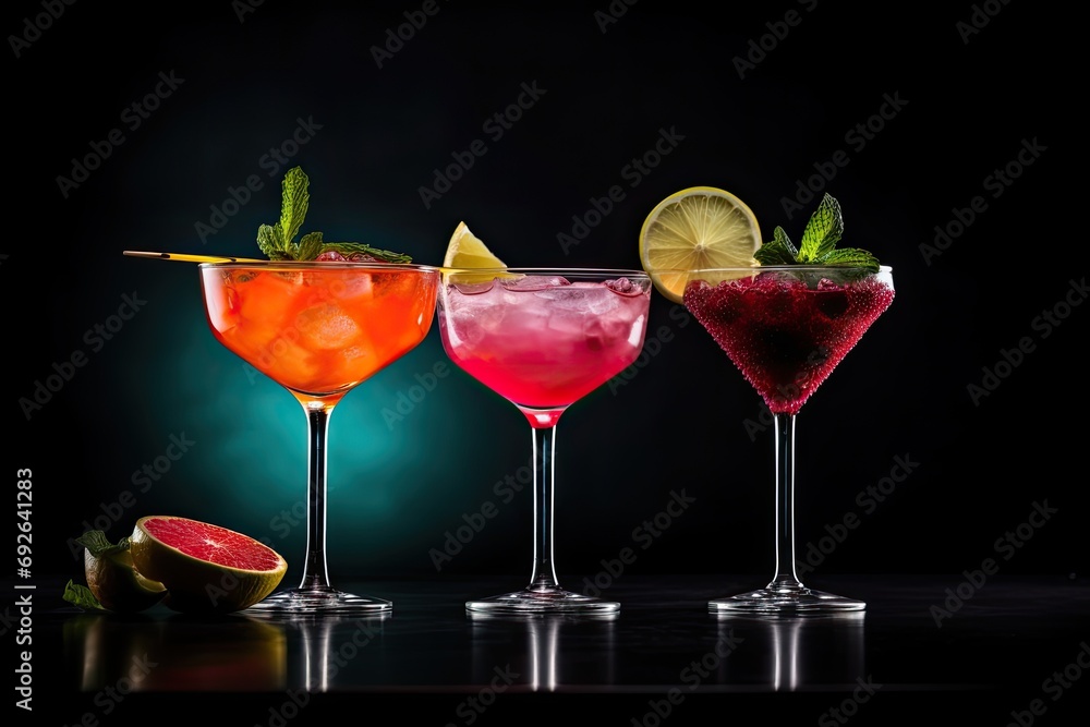 Vibrant red cocktail with fruits, ice, and garnishes, perfect for a refreshing and colorful celebration. Vibrant red cocktail with fruits, ice, and garnishes, perfect for a refreshing and colorful celebration.