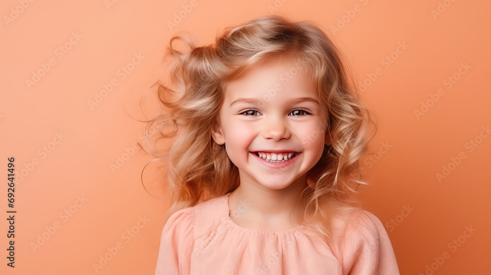 Cute smiling baby girl portrait close up peach fuzz colors Cute smiling baby girl portrait close up peach fuzz colors