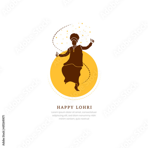 Vector illustration of Sikh Men Dancing on Happy Lohri and Baishakhi Holiday for Punjabi festival , Poster,Banner photo