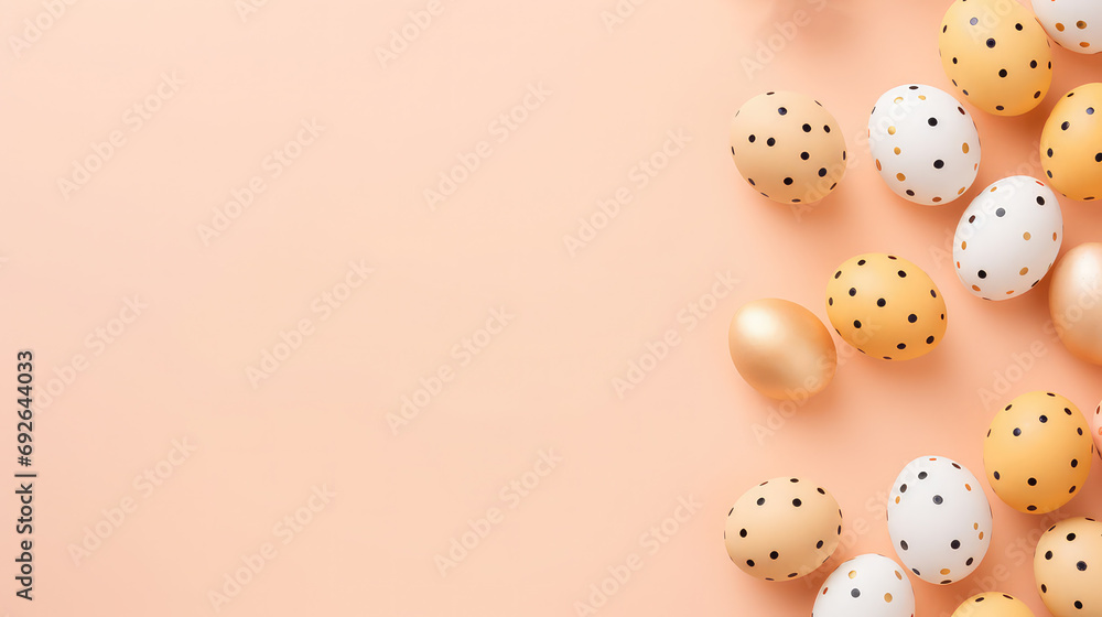 Easter style banner with copy space eggs peach fuzz background