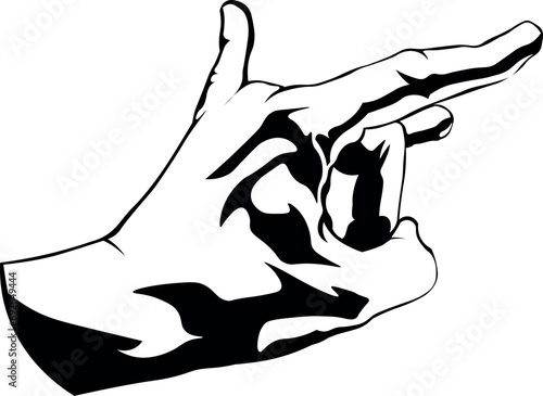 Cartoon Black and White Isolated Illustration Vector Of A Human Hand In the Flick Gesture