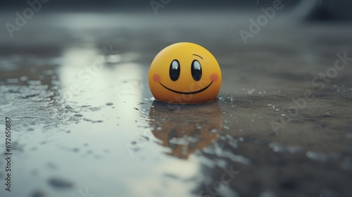 A smiley face on a raining background