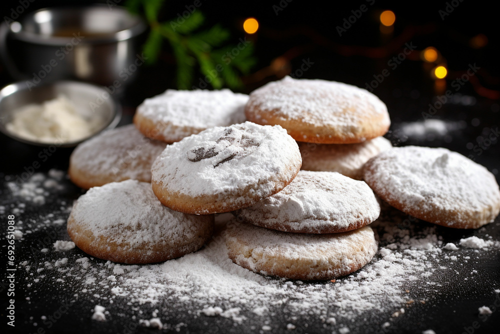 homemade cookies sprinkled with powdered sugar homemade cookies sprinkled with powdered sugar