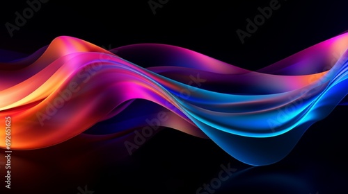 Brilliant neon waves merging and diverging, forming a dynamic and captivating abstract composition.