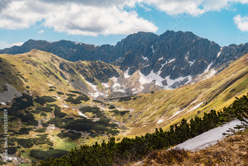 Mountain Tatras landscape. View from ridge of the Low Tatras. Hiking from certovica pass to chopok peak in Low Tatras, Liptov, Slovakia photo