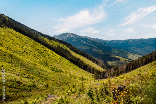 Mountain Tatras landscape. View from ridge of the Low Tatras. Hiking from certovica pass to chopok peak in Low Tatras, Liptov, Slovakia photo