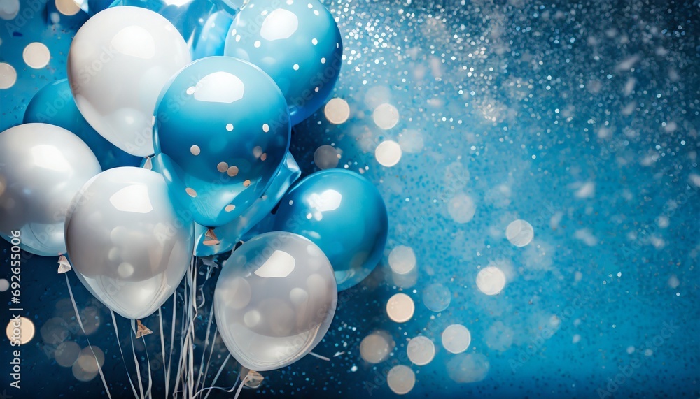 birthday balloons blue and white glitter background text birthday balloons blue and white glitter background text