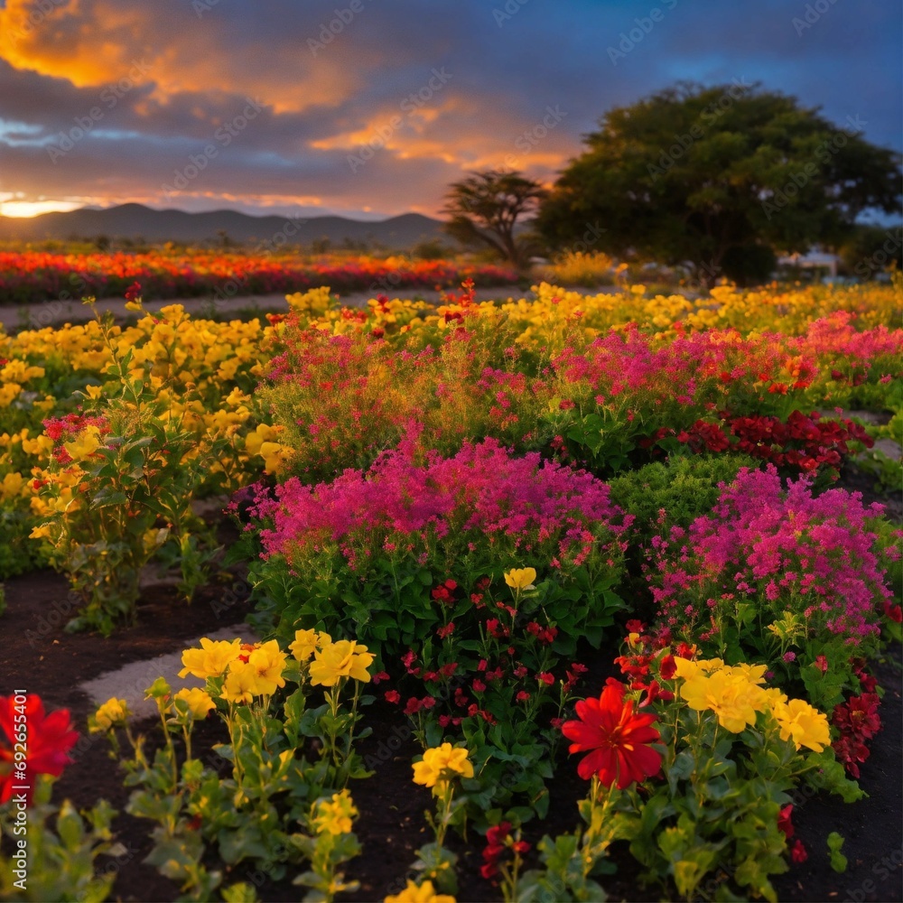 flowers in the sunset