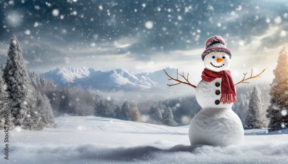 Obraz premium Snowman winter landscape 