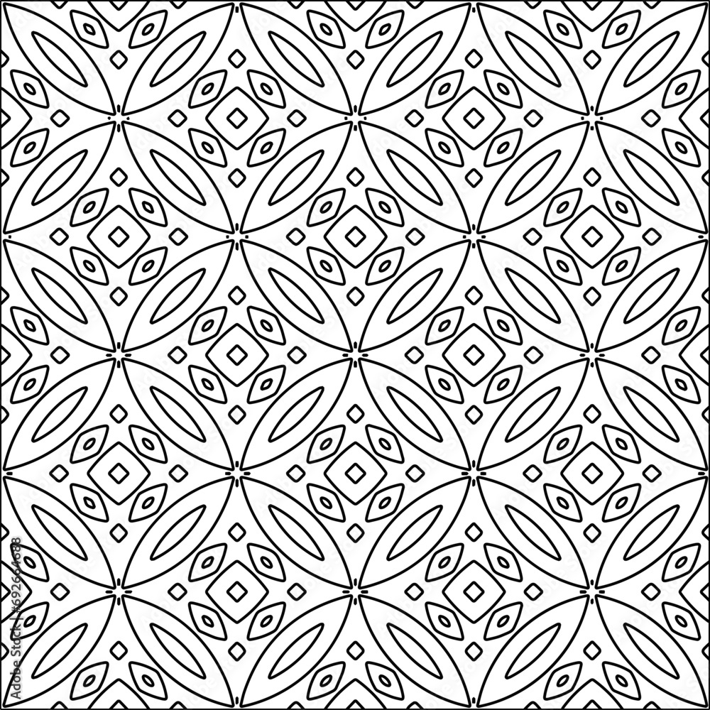 Figures from lines.Black pattern on white wallpaper for web page, textures, card, poster, fabric, textile. Abstract background.Repeating background image.White texture. Lines form shapes. Figures from lines.Black pattern on white wallpaper for web page, textures, card, poster, fabric, textile. Abstract background.Repeating background image.White texture. Lines form shapes.
