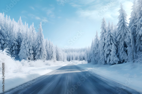 Winter season beautiful Picture Landscape with snow - Ai Generated
